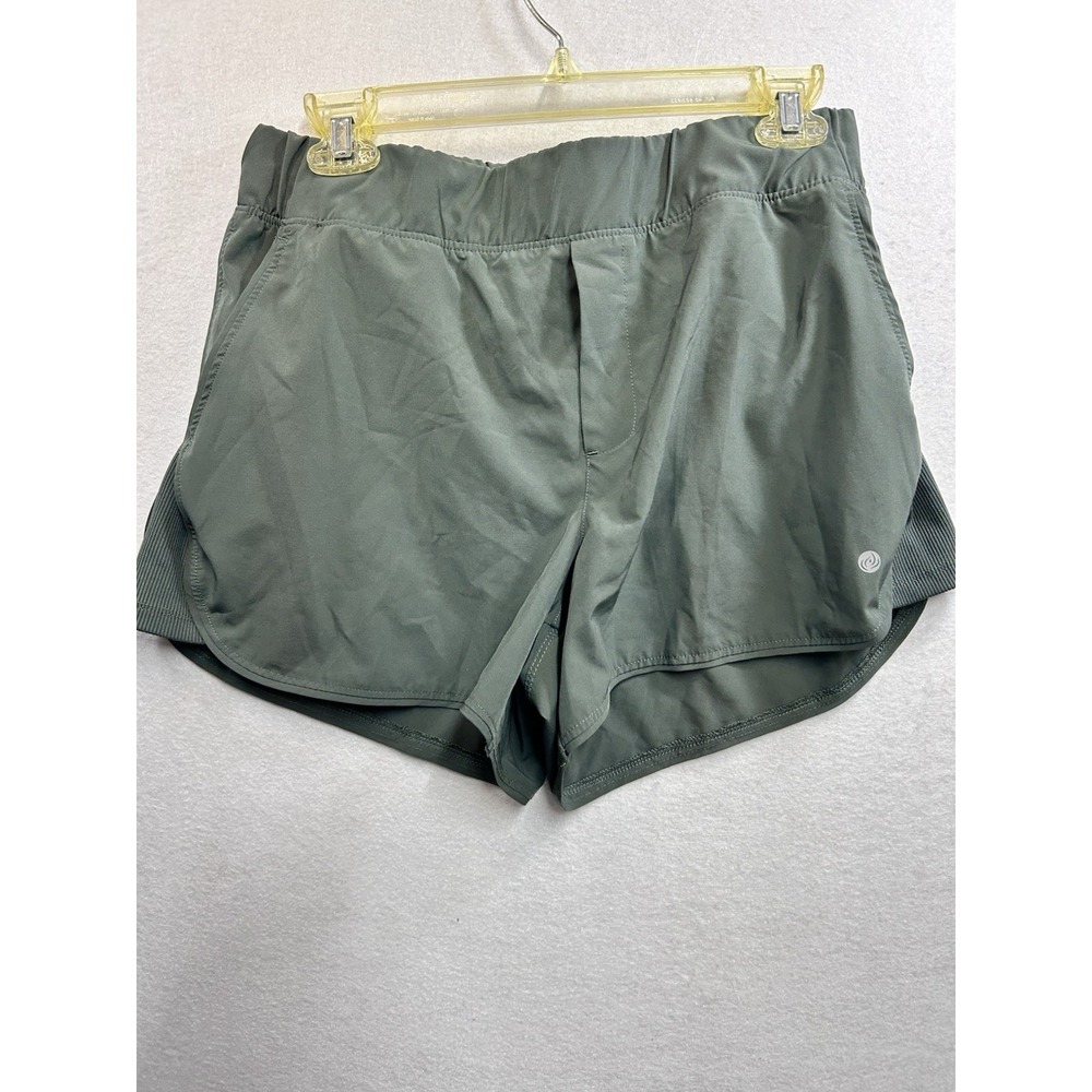 Apana Women's Green Athletic Activewear Shorts Pull On Elastic Waist Pockets L